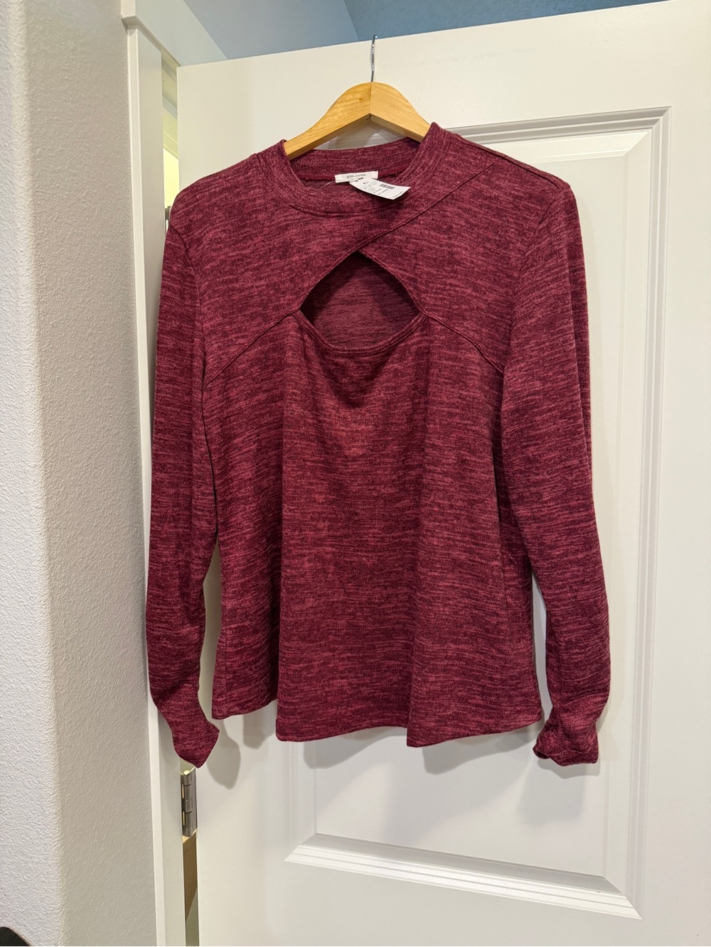 Maurices Maroon Cutout Crewneck Sweater